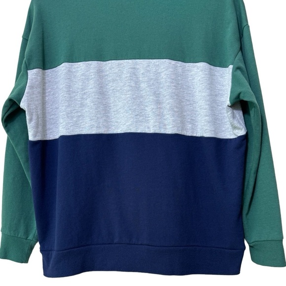 Torrid Navy Gray Green Colorblock French Terry Pullover Sweatshirt Size 0 - Picture 7 of 9